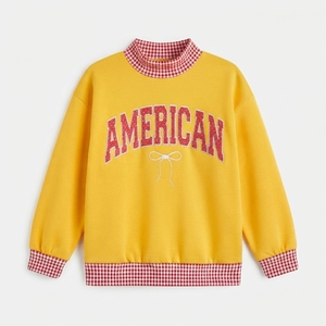 Sudadera de Punto con Cuello Redondo y Estampado de Letras Rojas para Mujer, de la Mejor Calidad, con Ribete a Cuadros, Ropa Casual de Otoño - Product Image 5