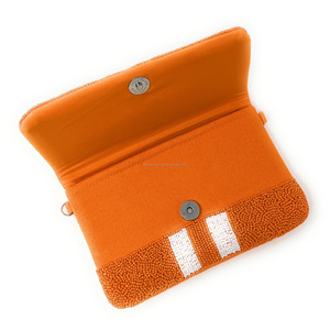 Handmade Orange White Beaded Clutch <b>Bag</b> Women Foldable Custom Size Crossbody Evening Purse Durable - Product Image 5