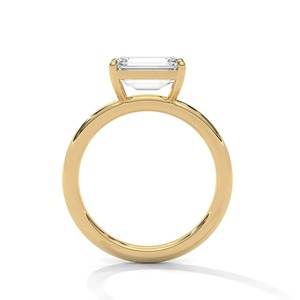 Anillo solitario de oro amarillo de 14 quilates con diamante cultivado en laboratorio de corte esmeralda de 1.70 quilates, anillo de compromiso clásico minimalista para mujer - Product Image 3