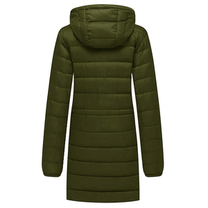 Wholesale Ultra <b>Lightweight</b> Hooded Long Puffer <b>Jacket</b> for <b>Women</b> Breathable Packable Winter Coat with Embroidered Casual - Product Image 6