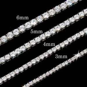 สร้อยคอเทนนิสแบบฮิปฮอปประดับเพชร VVS เงินแท้ 925 จาก RB Gems ขนาด 2 มม. ยาว 65 มม. สำหรับผู้หญิงและผู้ชาย - Product Image 2