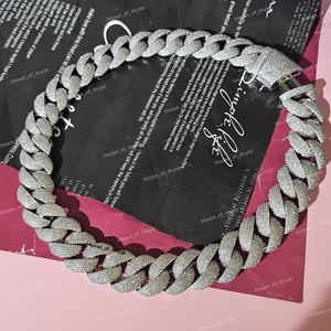 Moissanite Diamonds Iced Out <b>Cuban</b> <b>Link</b> <b>Chain</b> Necklace In 925 <b>Silver</b> For Bold Hip Hop Fashion Jewelry - Product Image 4