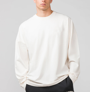 Camiseta de Manga Larga para Hombre, Corte Regular, Color Sólido, Cuello Redondo, Informal, Tejido de Punto, 100% Algodón Jersey, Transpirable - Product Image 5