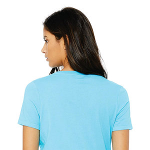 Camiseta de Cuello en V para Mujer, de Primera Calidad, Cómoda, de Tela Jersey Suave, Ajustada, de Manga Corta, Básica, Venta al Por Mayor de Fábrica - Product Image 6