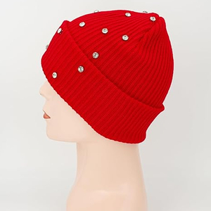Custom Black Rhinestone Beanie Hat Women <b>Men</b> Winter Rib Knit Cuffed <b>Cap</b> Soft Warm Stretch Streetwear Skull <b>Cap</b> OEM - Product Image 3