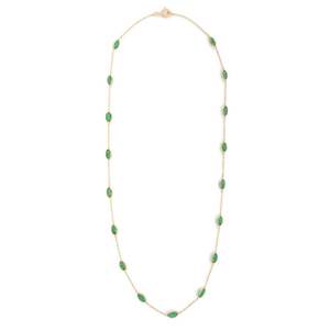 Fine Chains Necklace 18K Yellow Gold Oval Cut 7.6 Ct Green Emerald - Product Image 1