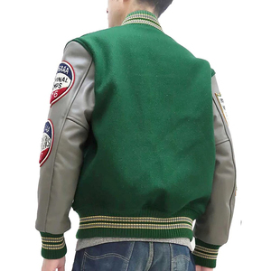 High Quality <b>Quilted</b> Winter Varsity Jacket Men's Women's <b>Wool</b> Body Leather Sleeves Chenille Embroidery - Product Image 3