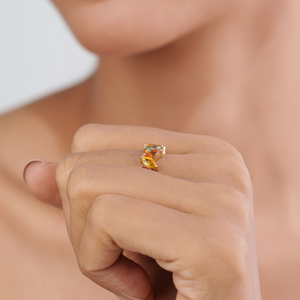 Bague demi-éternité en saphirs naturels multicolores, sur mesure, en or jaune 14 carats pur, bijoux fins uniques, vente en gros - Product Image 4