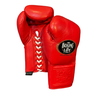 Guantes de Boxeo Rojos No Boxing No Life, Guantes de Boxeo de Encaje de la Mejor Calidad para Entrenamiento Profesional, Estilo Mexicano, Guantes de Boxeo Personalizados - Product Image 1