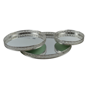 Ensemble de 2 plateaux de service avec finition argentée, prix de gros, idéal pour la décoration de la maison et des hôtels, plateaux de service et décoratifs - Product Image 2