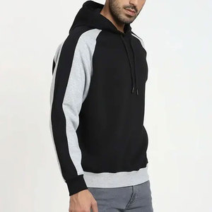 Sudadera con Capucha para Hombre, Color Negro y Gris, Manga Raglán, Corte Regular, Informal, de Algodón Tejido, para Otoño - Product Image 4