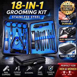 Ensemble de manucure et pédicure 18-en-1 en acier inoxydable – Kit de toilettage professionnel - Product Image 1