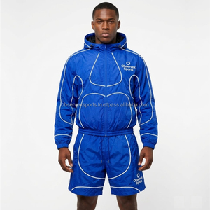 Windbreaker Set Custom Men <b>Shorts</b> Set Zip up Reflective Windbreaker Jacket Set Embroidery Logo Nylon Waterproof - Product Image 1
