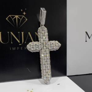 Colgantes y Dijes de Lujo para Hombre, Estilo Hip Hop, con Forma de Cruz, Corte Marquesa, Diamante VVS, Plata y Oro, Certificados por IGI, para Fiestas - Product Image 4