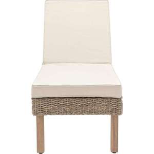 Contemporary Wicker Outdoor Chair With Cream <b>Cushions</b> Solid Back Tapered Legs Durable Modern Design - Product Image 6