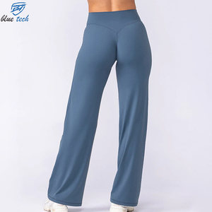 Custom Women's High Waist <b>Flare</b> Yoga <b>Legging</b> Wide Leg Stretch Gym Fitness Workout Athletic Activewear Trousers OEM Services - Product Image 5