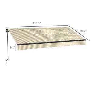 Tenda da Sole Retrattile Beige e Bianca 9,5 X 8, 280gsm Resistente ai Raggi UV, Riparo Parasole per Terrazza, Balcone, Giardino - Product Image 3