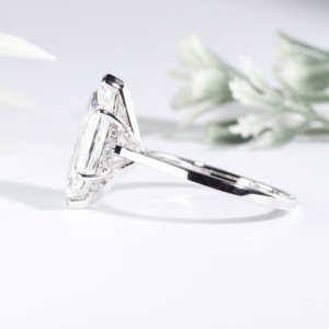 Anillo de Diamantes de Corte Hexagonal en Oro Blanco, Diseño Premium de Seis Puntas, Anillos de Boda Solitarios con Diamantes Brillantes para Mujer - Product Image 3