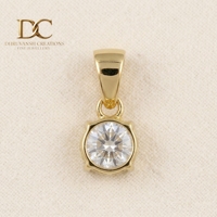 Pendentif élégant en diamant de laboratoire rond de 1,1 ct, or jaune massif 14 carats, minimaliste à quatre griffes, bijou pour femme à porter au quotidien, pour collier