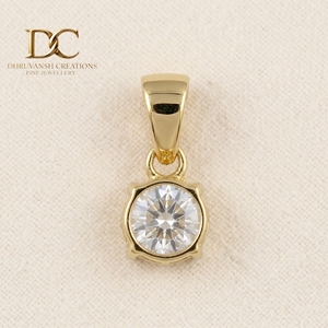 Classic 14KT <b>Solid</b> Yellow <b>Gold</b> Lab Grown Diamond <b>Pendant</b> Charm IGI Certified Minimalist Fine Jewelry for Women's Necklace - Product Image 4
