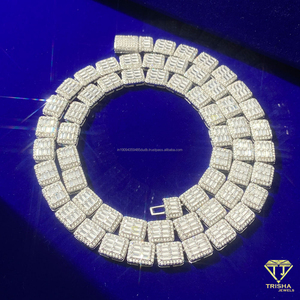 Collier tennis rectangulaire en diamant de laboratoire, chaîne à maillons géométriques de luxe, bijoux statement sertis de diamants pour hommes et femmes, vente en gros - Product Image 3