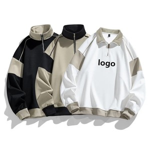 Sudadera de punto transpirable para hombre con bloques de color, cremallera de un cuarto, manga raglán, cuello alto, estilo casual, ajuste regular, para otoño - Product Image 1