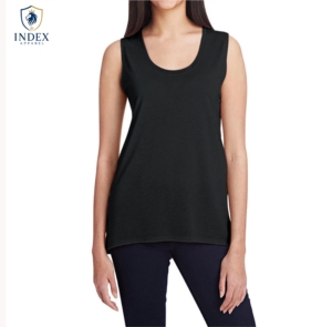 Index Apparel Débardeur noir à col rond pour femme, tricoté, couleur unie, respirant, décontracté, longueur normale - Product Image 1