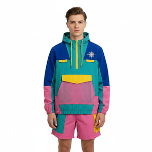 Ensemble de survêtement unisexe coupe-vent uni avec capuche, fermeture éclair sur le devant, manches longues, léger, respirant, streetwear printemps-été pour adulte - Product Image 4