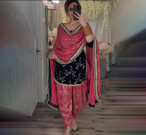 chinese dress ladies FS896 | Rust shade | Raw Silk Suit | Party Wear | Wedding | Jaggo main image 1