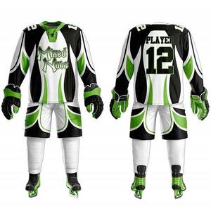 Conjunto de Jersey de Hockey sobre Hielo Sublimado para Hombre, Diseño de Nueces Mixtas, Verde, Negro y Blanco, Manga Larga, Absorbe la Humedad, Ajuste Atlético, Uniforme de Equipo para Adultos - Product Image 1