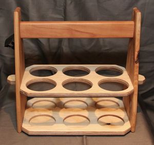 Wooden Picnic 6 Bottle Beer Carrier Holder Caddy Beers Pine Wood Tote Unfinished for Craft Wood <b>Crate</b> with Handle - Product Image 5