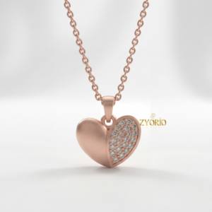 Collier avec pendentif en forme de cœur en diamant plaqué or rose en argent sterling 925, bijoux de luxe pour femmes, pour fiançailles, mariage, fête, usage quotidien - Product Image 3