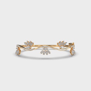 Bracelet en diamants marquise et ronds à motif floral en or jaune/blanc/rose 9 carats certifié IGI - Product Image 6