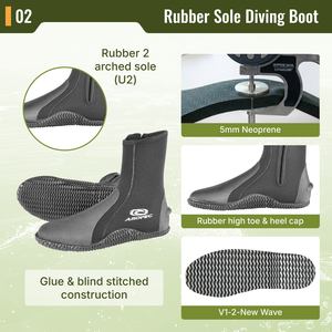 Aropec Manufacturer's Long Cut Waterproof Neoprene Dive Booties Wear-Resistant Wetsuit for Divers Export OEM/ODM service - Product Image 3