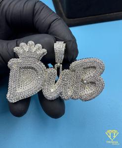 Custom "DUB" Crown Letter Necklace <b>Iced</b> <b>Out</b> Moissanite Diamond Hip Hop Bling Tennis <b>Chain</b> Jewelry Gift - Product Image 2