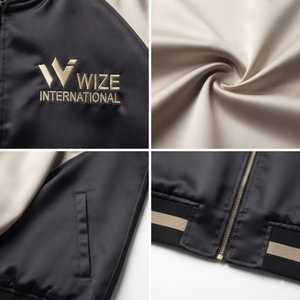 Men's Bomber Jacket Japan Style Purple Green Satin Zipper Front Logo Autumn Wear Sukajan Jackets Reversible Eco-Friendly - Product Image 5