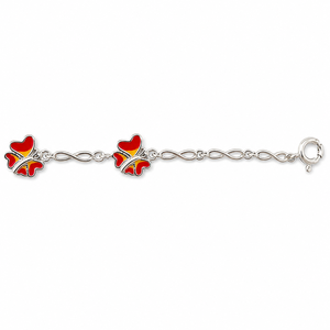 925 Sterling Silver Butterfly <b>Anklet</b> with Red Enamel Accents High Polish Nature Inspired Fashion Jewelry for Women Girls Daily W - Product Image 4