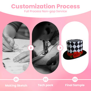 Sombrero <span class=keywords><strong>de</strong></span> Copa con Diamantes Blancos y Negros y Banda <span class=keywords><strong>de</strong></span> Rosas Rojas para Fiesta <span class=keywords><strong>de</strong></span> Carnaval, Servicio OEM/ODM, Precio al por Mayor, Entrega Rápida - Product Image 2