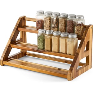 Handcrafted Acacia Wood 4-Tier Spice Rack Organizer - Wholesale Kitchen <b>Storage</b> - Product Image 1