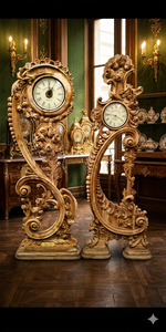 Horloge de sol royale antique au design moderne, mouvement à quartz, horloge en bois rétroéclairée pour la maison, le salon, les meubles - Product Image 6