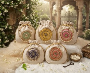 Wholesale Handcrafted Indian Ethnic Potli Bags – Premium Embroidered Drawstring Favor Pouch for Weddings, Festivals, and Luxury - Product Image 1