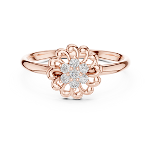 Anillo minimalista de oro macizo de 14k con diamante talla redonda Sunflower para mujer, ideal para regalo, compromiso o aniversario. - Product Image 5