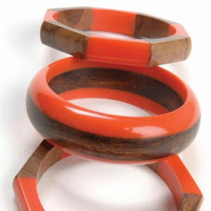 Layered Resin and Acacia Wood Bangles | Standard Size Polished Finish Statement <b>Bracelet</b> for Women <b>Boho</b> Ethnic Fashion Jewelry - Product Image 3