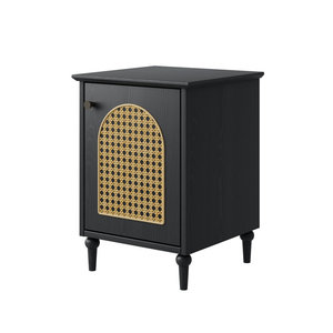 โต๊ะข้างเตียงทำจากไม้เฟอร์นิเจอร์ห้องนอนสไตล์ Boho โต๊ะหวายพร้อมโต๊ะข้างเตียงไม้ - Product Image 5