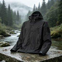 Nouvelle veste tactique à capuche en softshell noir, imperméable et résistante au vent, pour les voyages, la chasse et les activités de plein air