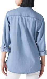 Chemises de travail en jean multi-poches pour femmes, grande taille, respirantes, avec poche poitrine, style utilitaire - Product Image 4