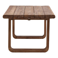 Table rectangulaire moderne en teck massif recyclé avec 2 pieds pliants en U pour bar, hôtel, cuisine, restaurant, salle à manger