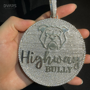 VVS Moissanite Luxury 18K <b>Gold</b> Plated Circle Pendant HipHop Rapper <b>Medallion</b> 925 Silver Custom Letter Name Charm Pendant - Product Image 1