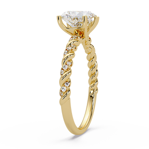 Bague de fiançailles en or pur 14 carats avec diamant de laboratoire taille cœur 1,00 carat certifié IGI, bande pavée torsadée, cadeau d'anniversaire - Meilleure vente - Product Image 3