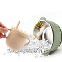 Bols multi-compartiments en silicone et acier inoxydable de qualité alimentaire sans BPA pour bébé, avec ventouse, compatibles lave-vaisselle, ensemble repas pour enfants